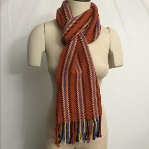 Pangnirtung Hand Woven Wool Chevron Scarf Orange